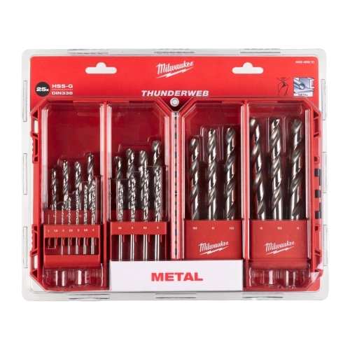 Zestaw wierteł do metalu Milwaukee HSS-G THUNDERWEB fi 1-10 mm (19SZT) Zestaw wierteł do metalu Milwaukee HSS-G THUNDERWEB fi 1-10 mm (19SZT)